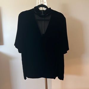 Velvet V-Neck Choker Cut-out Top